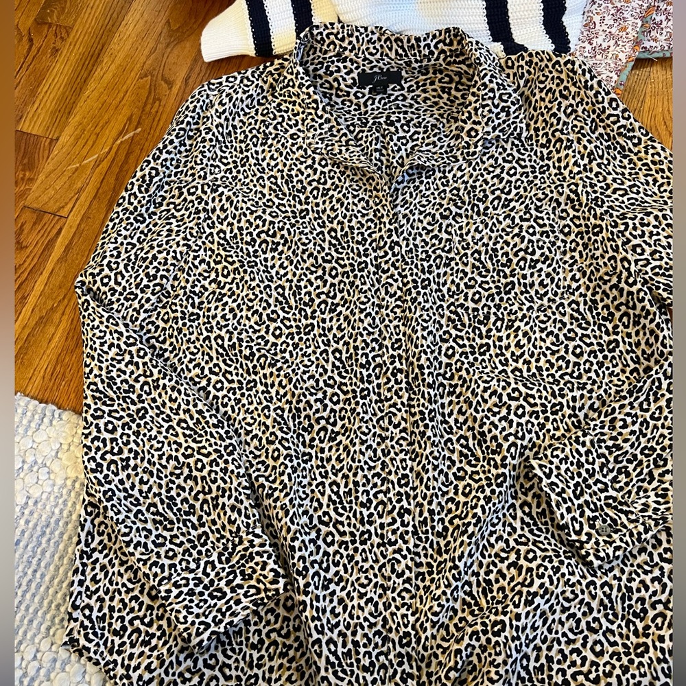 J. Crew Leopard Button Down Shirt 16T